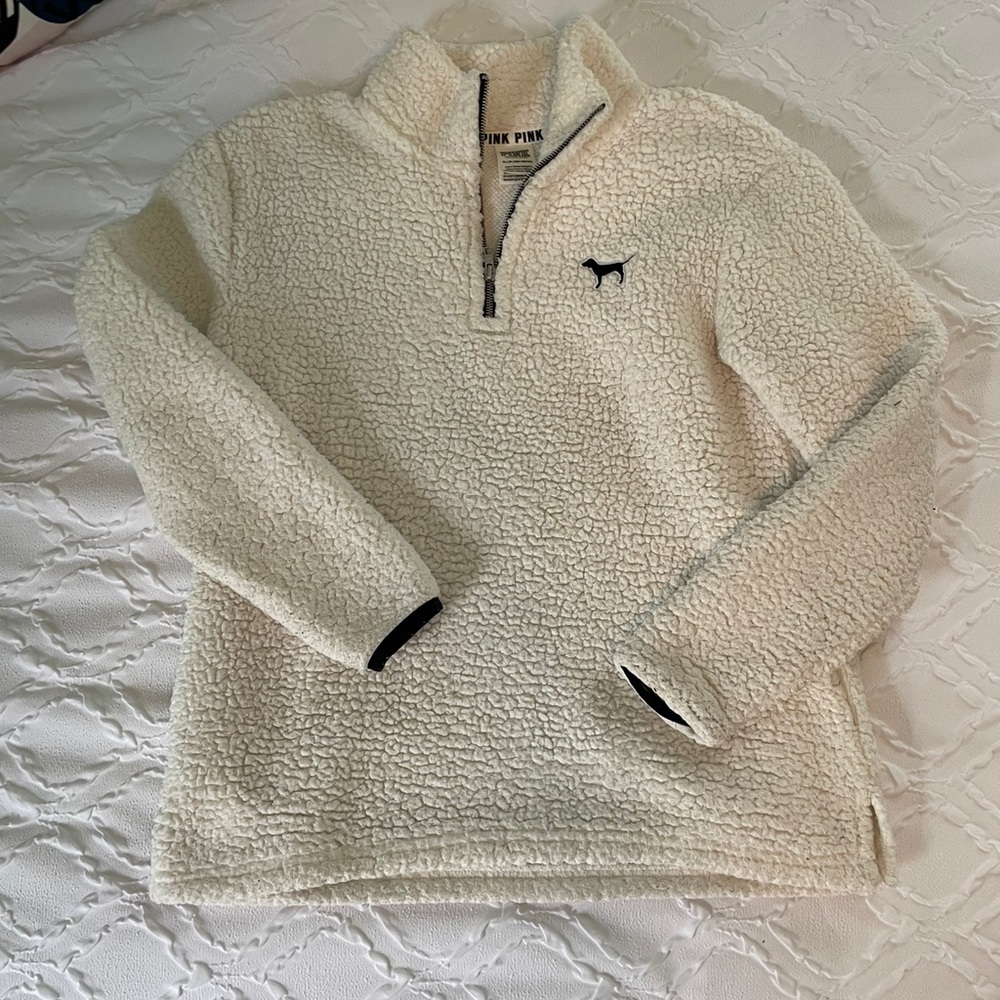 PINK wool quarter-zip